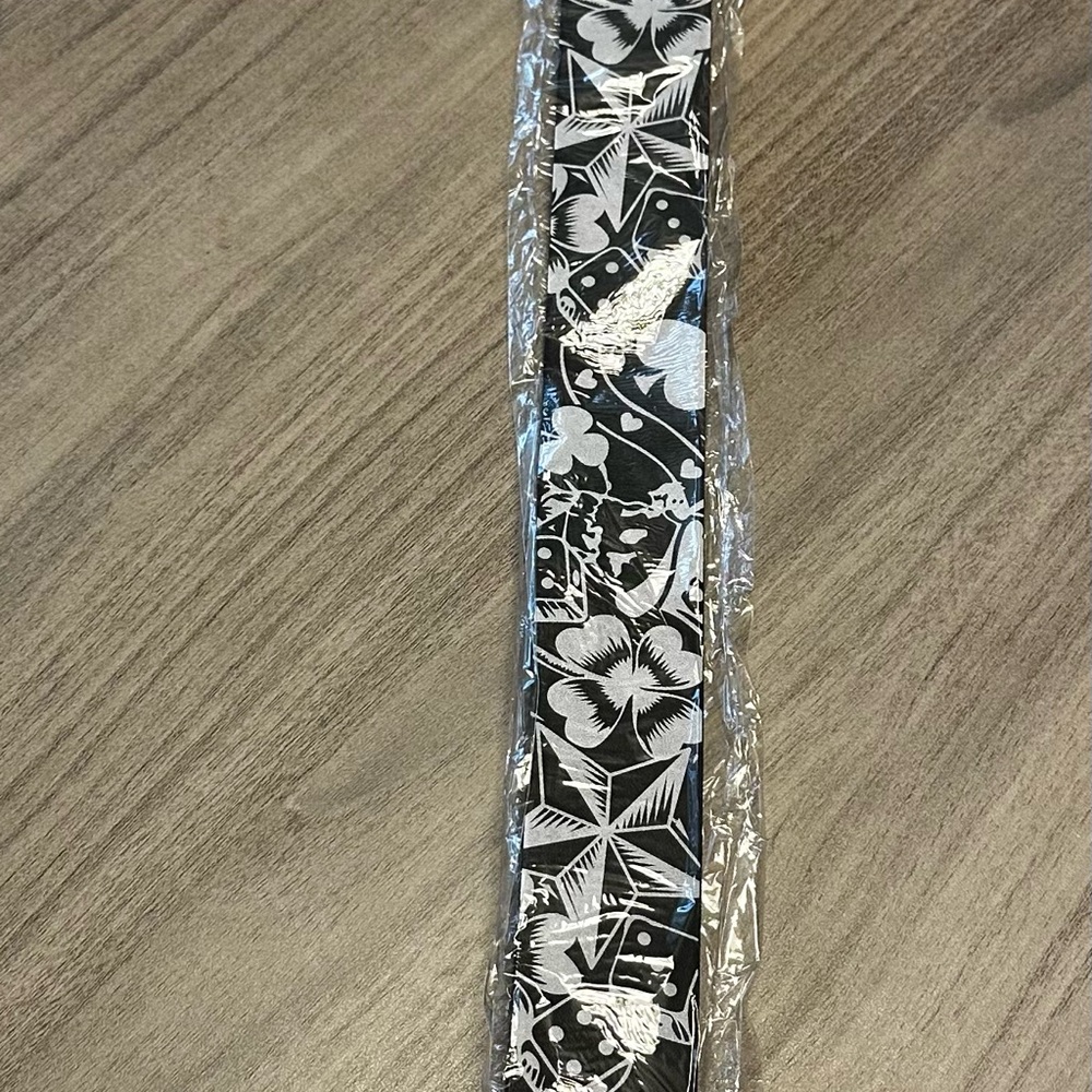 Poker and Dice Black and White Leather Belt size XL